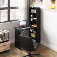 HOMCOM Three-Part Work Desk, with Storage and Chalkboard - Black(m-10)