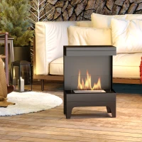 HOMCOM Lareira de Bioetanol com Depósito de 0,9L Apagador de Chamas de Aço Inoxidável Tempo de Combustão 3,3H para Interiores 15-20 m² 38x22x54 cm Preto(m-7)