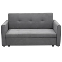 HOMCOM Schlafsofa, 2er-Sofa, bis 200 kg, mit verstecktem Stauraum, Pollycotton, Grau(m-14)