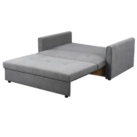 HOMCOM Schlafsofa, 2er-Sofa, bis 200 kg, mit verstecktem Stauraum, Pollycotton, Grau(m-19)
