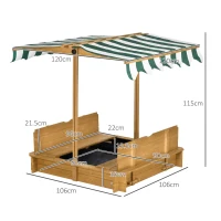 Outsunny Wooden Sandpit with Adjustable Canopy Light Brown(m-3)