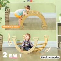 Aiyaplay Arco de Aprendizagem para Crianças 2 em 1 Arco de Escalar para Crianças de 18-48 Meses Baloiço Bebés 68x42x36 cm Madeira(m-4)