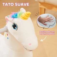 AIYAPLAY Unicórnio Elétrico para Crianças de 18 a 36 Meses Unicórnio Infantil Eétrico com Bateria 6V e Música 69x34x53 cm Branco(m-5)