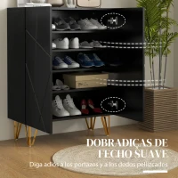 HOMCOM Móvel Sapateira de Entrada Armário Sapateira com Prateleiras Ajustáveis para 15-20 Pares de Sapatos 72x31,5x95 cm Preto(m-5)