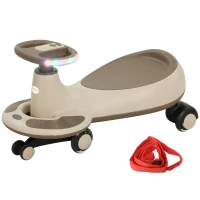AIYAPLAY Carrinho Gira Gira para Crianças Carrinho Wiggle com Guiador para Pais Música Luz e Espaço de Arrumação 69x31x69 cm Cáqui(m-11)