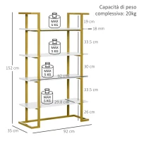 HOMCOM Mobile Libreria a 4 Livelli Rialzato e Multiuso, in MDF e Acciaio, 92x35x152cm(m-3)