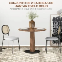 HOMCOM Conjunto de 2 Cadeiras de Sala de Jantar Cadeiras de Cozinha com Encosto em Vime Sintético 44x54x87 cm Cinza e Preto(m-4)