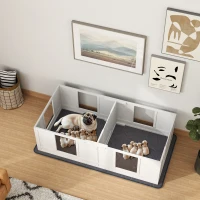 PawHut Two Room Design Whelping Box for Dogs with Whelping Pad, Clear Panels, Adjustable Entrance, for Small Dogs, 164 x 80cm(m-10)