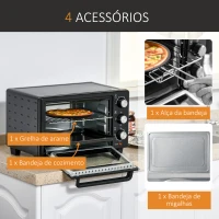 HOMCOM Mini Forno Elétrico 21L 1400W com Temporizador até 60min e Temperatura Ajustável até 230℃ 46x38,5x29 cm Preto(m-6)