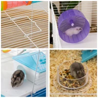 PawHut Cușcă pentru Hamsteri cu 3 Nivele, Tub, Roată de Alergat, Sticlă de Apă și Bol de Mancare, 59x36x47 cm, Albastru(m-8)