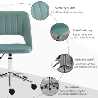 Vinsetto Verstelbare Bureaustoel met Wielen, 360° Draaibaar, Schelpvorm, Schuim, 49 x 60 x 79-91 cm, Groen(m-7)