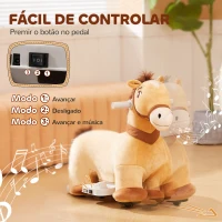 AIYAPLAY Cavalo Elétrico para Crianças de 18 a 36 Meses Cavalo de Brincar Elétrico com Bateria 6V e Música 69x34x53 cm Marrom(m-6)