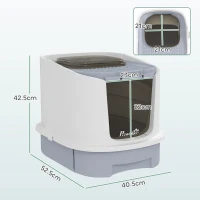 PawHut Litieră Închisă pentru Pisici cu 2 Uși și Tavă Detașabilă, 40,5x52,5x42,5 cm, Gri(m-3)