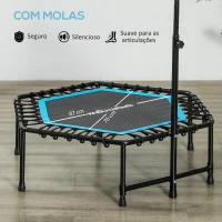 SPORTNOW Trampolim Fitness 114x114x132 cm com Guiador Ajustável em 3 Níveis Estrutura de Aço para Treino de Perna Corpo Azul(m-5)