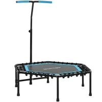 SPORTNOW Trampolim Fitness 114x114x132 cm com Guiador Ajustável em 3 Níveis Estrutura de Aço para Treino de Perna Corpo Azul(m-11)