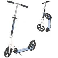 HOMCOM Patinete para Niños y Adultos Scooter Plegable Plegable Manillar Ajustable Marco Aluminio Ligero y Estable Carga 80kg Aluminio 84x34x86-96 cm Blanco(m-10)