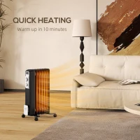 HOMCOM 1.5kW Nine Fin Oil-Filled Radiator - Black(m-5)
