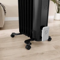 HOMCOM 1.5kW Nine Fin Oil-Filled Radiator - Black(m-9)