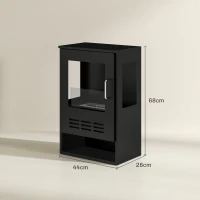 HOMCOM Șemineu pe Bioetanol de Podea cu Arzător de o Durată de 3,3 Ore, Bioșemineu din Oțel și Sticlă, 44x28x68 cm, Negru(m-3)