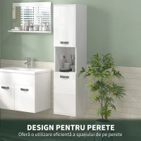 Kleankin Dulap de Baie, Spațiu de Depozitare cu 2 Dulapuri, 2 Rafturi Reglabile și un Raft Deschis, 30x30x131,5 cm, Alb(m-5)