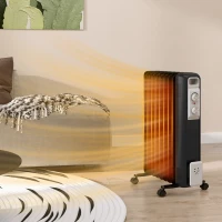 HOMCOM 2kW Nine Fin Oil-Filled Radiator - Black(m-2)