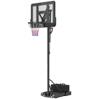 SPORTNOW Basketballständer, höhenverstellbare Korbhöhe 235-305 cm, befüllbare Basis mit Rädern, Schwarz(m-1)