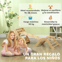 AIYAPLAY Escalada para Niños de 18-48 Meses 8 en 1 con Rampa Escalera de Arco y Bolsa de Arena 175x59,5x60 cm Natural(m-7)