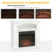 HOMCOM Elektrokamin mit 3D LED-Flammeneffekt, Heizkapazität 30 m², Fernbedienung, Weiß/Schwarz(m-4)
