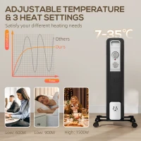 HOMCOM 1.5kW Nine Fin Oil-Filled Radiator - Black(m-4)