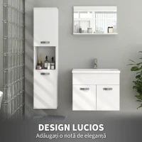 Kleankin Dulap de Baie, Spațiu de Depozitare cu 2 Dulapuri, 2 Rafturi Reglabile și un Raft Deschis, 30x30x131,5 cm, Alb(m-4)