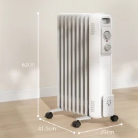 HOMCOM 2kW Nine Fin Oil-Filled Radiator - White(m-3)