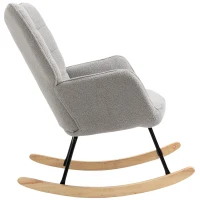 HOMCOM Schaukelstuhl im Retro-Design, Massivholz, Schwingsessel, 71 cm x  92 cm x 101 cm, Hellgrau(m-12)