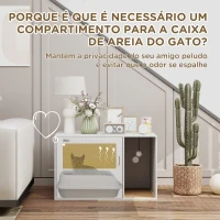 PawHut Móvel Caixa de Areia para Gatos Caixa de Areia para Gatos com Tapete de Arranhar e Porta de Vime 80x50x50 cm Branco(m-5)