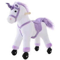 HOMCOM Reitpferd auf Rollen Spielpferd Reittier  Wiehern Plüsch Lila 55 x 23 x 60 cm(m-13)