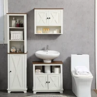 Kleankin Dulap Rustic Baie – Pentru Sub Chiuveta cu Usi Duble(m-8)