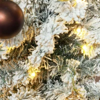 HOMCOM Choinka 210 cm, Girlanda LED, Sztuczne Gałęzie, Ognioodporne, Metalowa Podstawa, Zielony(m-9)