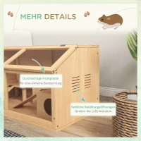 PawHut Hamsterkäfig für syrische Hamster und Zwerghamster, mit Plattform, Hängebrücke, Hütte, 85x45x44 cm(m-6)
