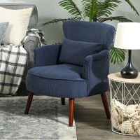 HOMCOM Corduroy Retro Accent Chair - Blue(m-10)
