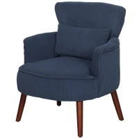 HOMCOM Corduroy Retro Accent Chair - Blue(m-11)