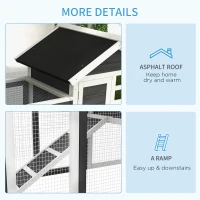 PawHut konijnenhok grijs+zwart+wit 122 x 62,6 x 92 cm(m-7)