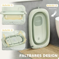 AIYAPLAY Składana Wanienka dla Dzieci z Antypoślizgowym Dnem i Poduszką w Słonie, 86 x 53 x 25,5 cm, Zielony(m-4)