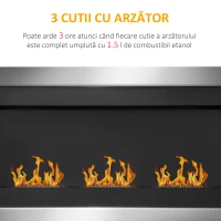 HomCom Șemineu cu Bioetanol pentru Perete cu 3 Arzătoare din Inox 1.5LT 110 x 63 x 16cm(m-6)