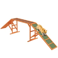PawHut Agility Hondenloopplank, Parcours, Anti-slip, Weerbestendig, Hout 335 x 55 x 60 cm, Oranje(m-11)