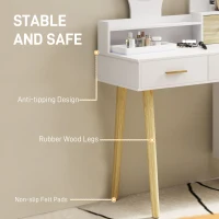 HOMCOM Elegant Dressing Table, with Storage - White(m-6)