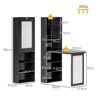 HOMCOM Three-Part Work Desk, with Storage and Writing Board - Black(m-3)