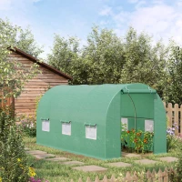 Outsunny Seră cu Acoperiș Rotunjit din PE, 4,5x2x2 m, Verde(m-13)