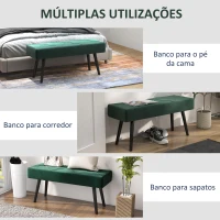 HOMCOM Banco de Pé de Cama Multifuncional e Moderno Banco de Dormitório com Pés de Aço e Assento Acolchoado 100x36x45 cm Verde(m-6)