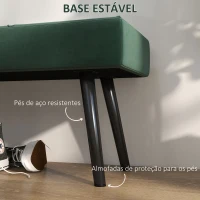 HOMCOM Banco de Pé de Cama Multifuncional e Moderno Banco de Dormitório com Pés de Aço e Assento Acolchoado 100x36x45 cm Verde(m-5)