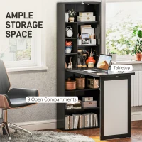 HOMCOM Three-Part Work Desk, with Storage and Writing Board - Black(m-5)