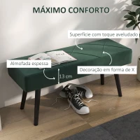 HOMCOM Banco de Pé de Cama Multifuncional e Moderno Banco de Dormitório com Pés de Aço e Assento Acolchoado 100x36x45 cm Verde(m-4)